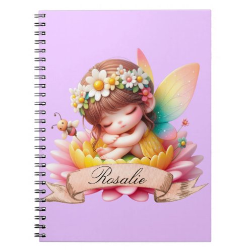 Cute Whimsical Floral Sweet Dreams Sleeping Fairy Notebook