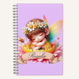 Cute Whimsical Floral Sweet Dreams Sleeping Fairy Notebook