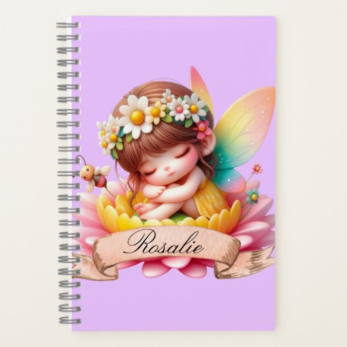 Cute Whimsical Floral Sweet Dreams Sleeping Fairy Notebook