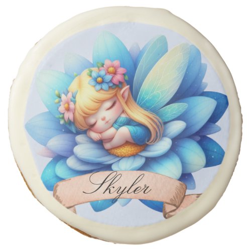 Cute Whimsical Floral Sweet Dreams Sleeping Fairy Sugar Cookie