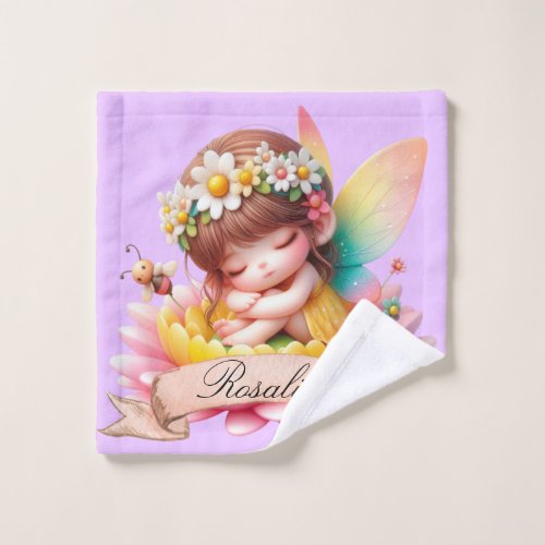 Cute Whimsical Floral Sweet Dreams Sleeping Fairy Wash Cloth