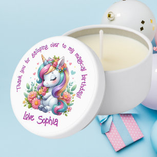 Cute Whimsical Floral Unicorn Girly Kids Birthday Mini Candle Favors