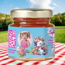 Cute Whimsical Floral Unicorn Qr Code Birthday