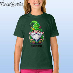 Cute Whimsical Flower Garden Gnome Cartoon Graphic T-Shirt