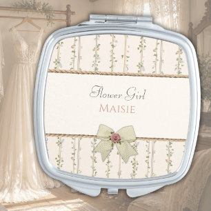 Cute Whimsical Flower Girl Gift Compact Mirror