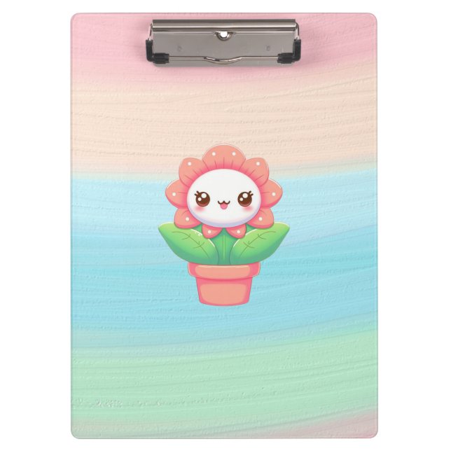 Cute, whimsical flower in pot clipboard (Front)
