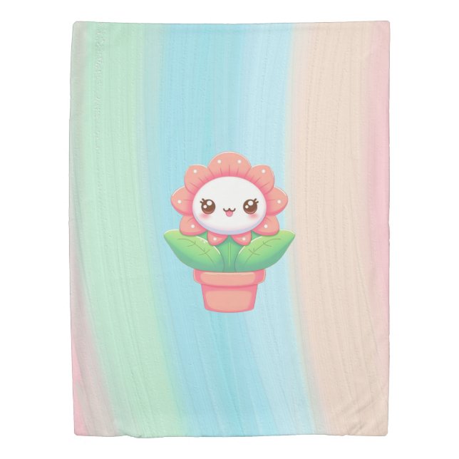 Cute, whimsical flower in pot duvet cover (Front)