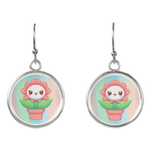Cute, whimsical flower in pot earrings