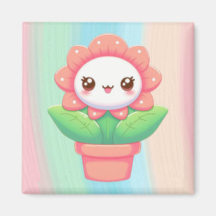 Cute, whimsical flower in pot magnet