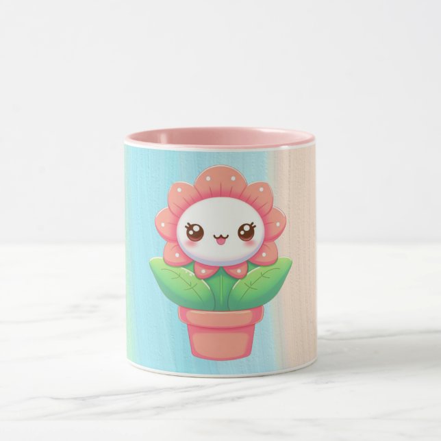 Cute, whimsical flower in pot mug (Center)