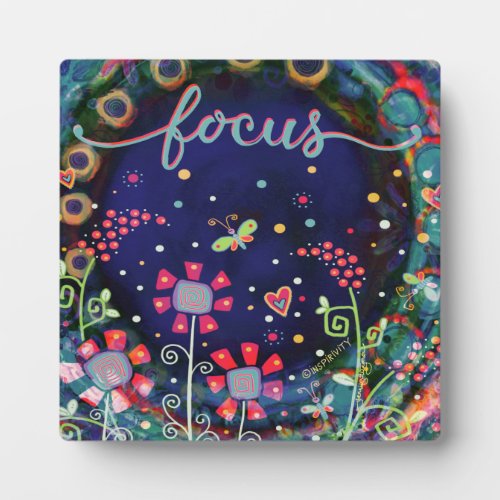 Cute Whimsical Focus Floral Dragonfly Inspirivity Plaque