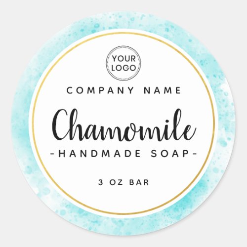 Cute whimsical font blue watercolor product label