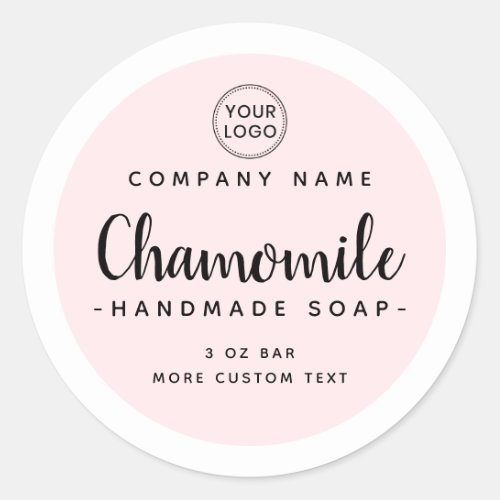 Cute whimsical font pale pink white product label