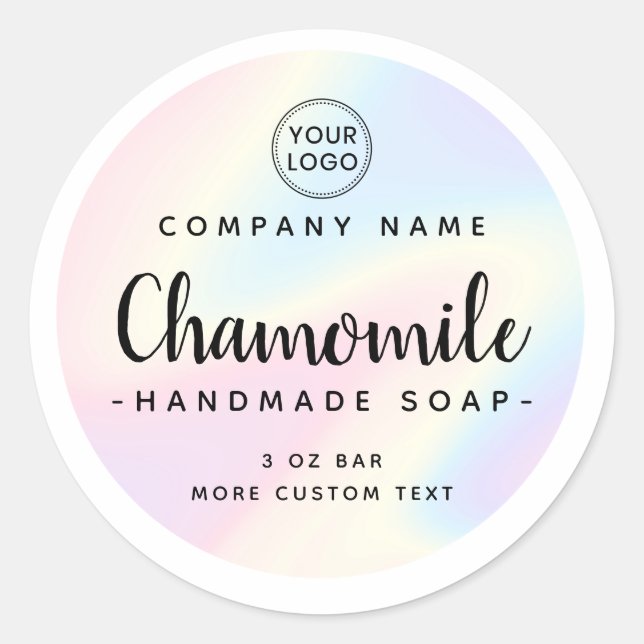 Cute whimsical font pastel rainbow product label (Front)