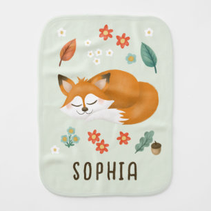 Cute Whimsical Forest Fox Fall Gender Neutral Baby Burp Cloth