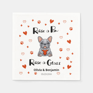 Cute Whimsical French Bulldog Save the Date Photo Napkins