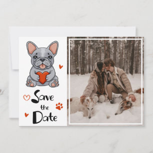 Cute Whimsical French Bulldog Wedding Photo Save The Date