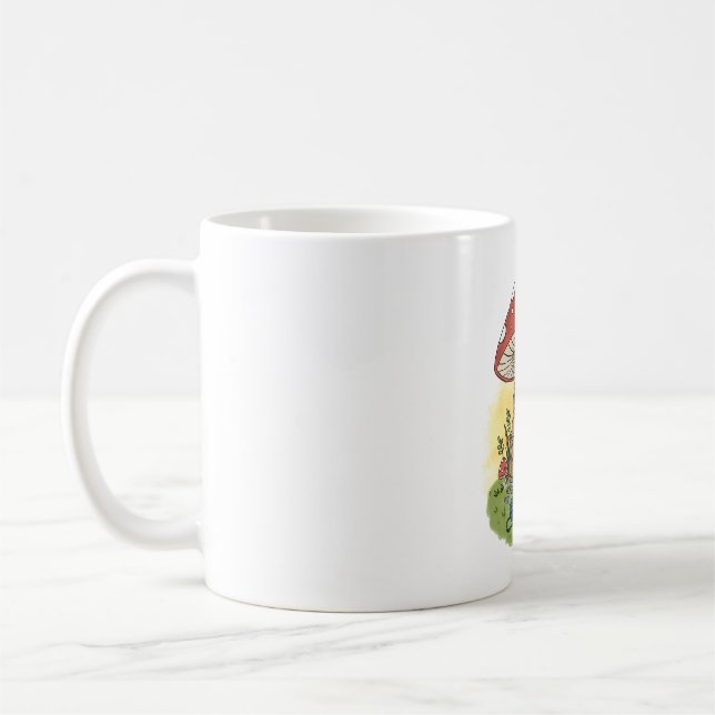 Cute Whimsical Frog Knitting Illustration Coffee Mug (Left)