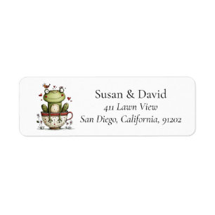 Cute Whimsical Frog Teacup Bird Garden Label