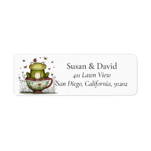 Cute Whimsical Frog Teacup Meadow Wildflower Label