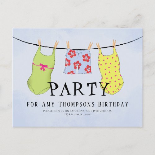 Cute Whimsical Fun Pool Party Swimsuits Postcard