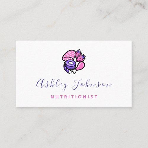 Cute Whimsical Funny Food Nutritionist Dietician Business Card
