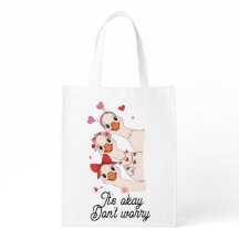 Cute Whimsical Geese Trio Tote Bag - It's Okay Don