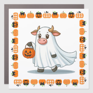 Cute, whimsical, ghost cow car magnet