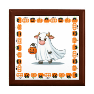 Cute, whimsical, ghost cow gift box