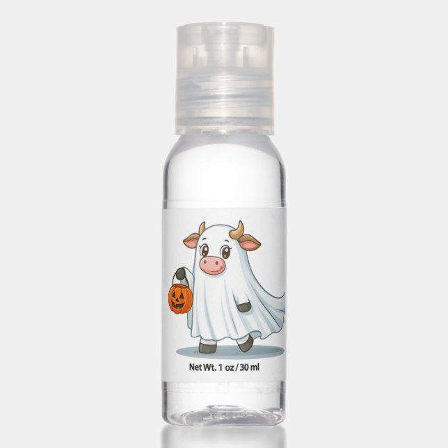 Cute, whimsical ghost cow hoodie T-Shirt Hand Sanitizer (Front)