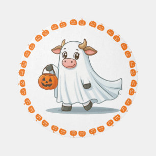 Cute, whimsical, ghost cow outdoor rug