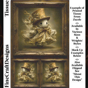 Cute Whimsical Ghost Vintage Frame DU3R Decoupage Tissue Paper