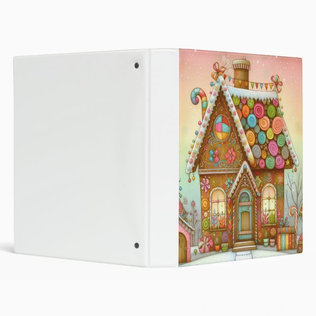 Cute, whimsical gingerbread house 3 ring binder (Background)