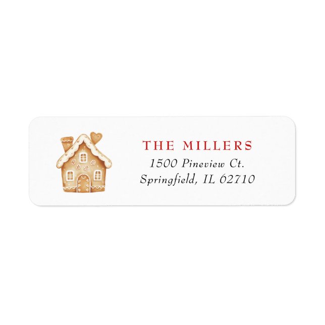 Cute Whimsical Gingerbread house Holiday Label (Front)