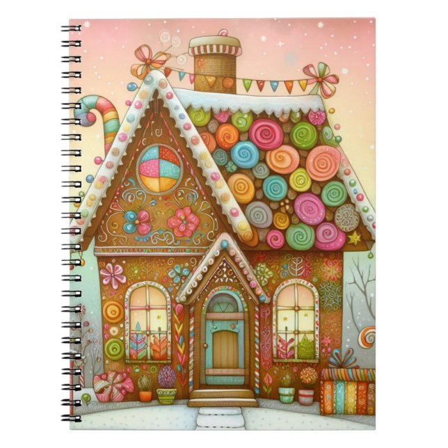 Cute, whimsical gingerbread house notebook (Front)