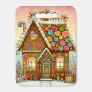 Cute, whimsical gingerbread house seat cushion
