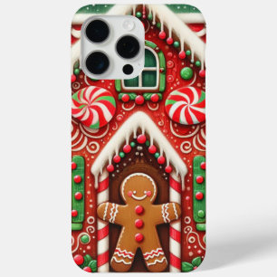 Cute, whimsical gingerbread man & house iPhone 15 pro max case