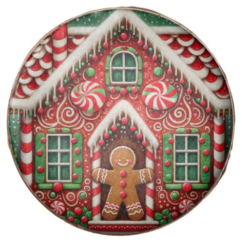 Cute whimsical gingerbread man  house chocolate covered oreo