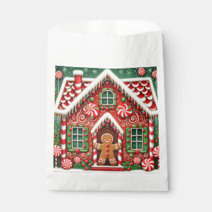 Cute, whimsical gingerbread man & house favor bag