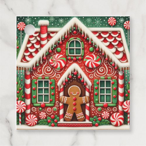 Cute whimsical gingerbread man  house favor tags