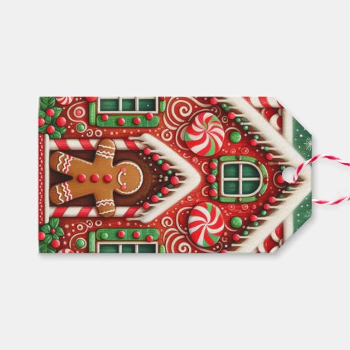 Cute whimsical gingerbread man  house gift tags