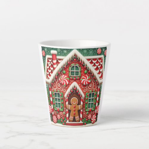 Cute whimsical gingerbread man  house latte mug