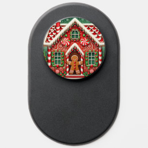 Cute, whimsical gingerbread man & house PopSocket