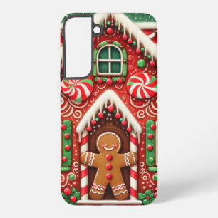 Cute, whimsical gingerbread man & house samsung galaxy s22+ case