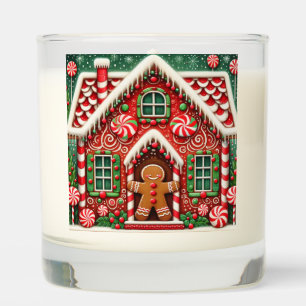 Cute, whimsical gingerbread man & house scented candle