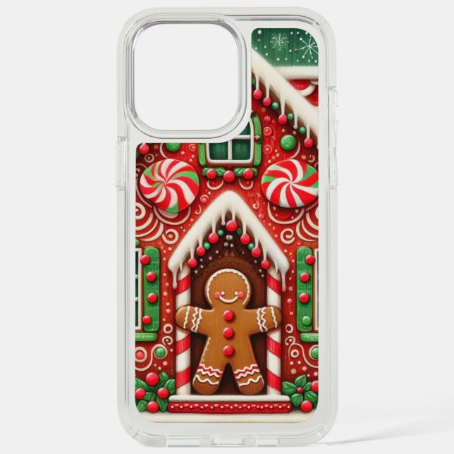 Cute, whimsical gingerbread man & house speck iPhone case (Front)