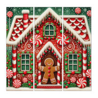 Cute, whimsical gingerbread man & house