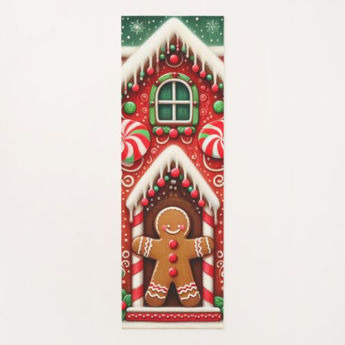 Cute whimsical gingerbread man  house yoga mat