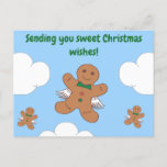 Cute Whimsical Gingerbread Man Kids Christmas Holiday Postcard
