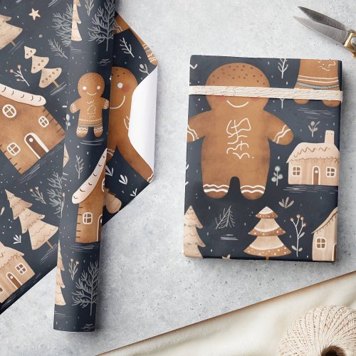 Cute Whimsical Gingerbread Men Christmas  Wrapping Paper